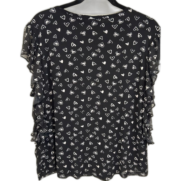 Black and white fully lined heart print top - Picture 2 of 8